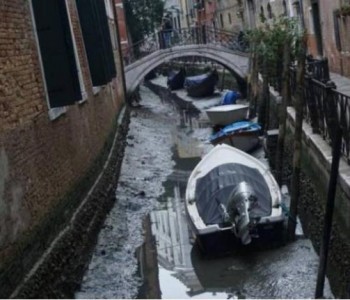Тажна слика од Венеција – гондолите заринкаа во каналите без вода
